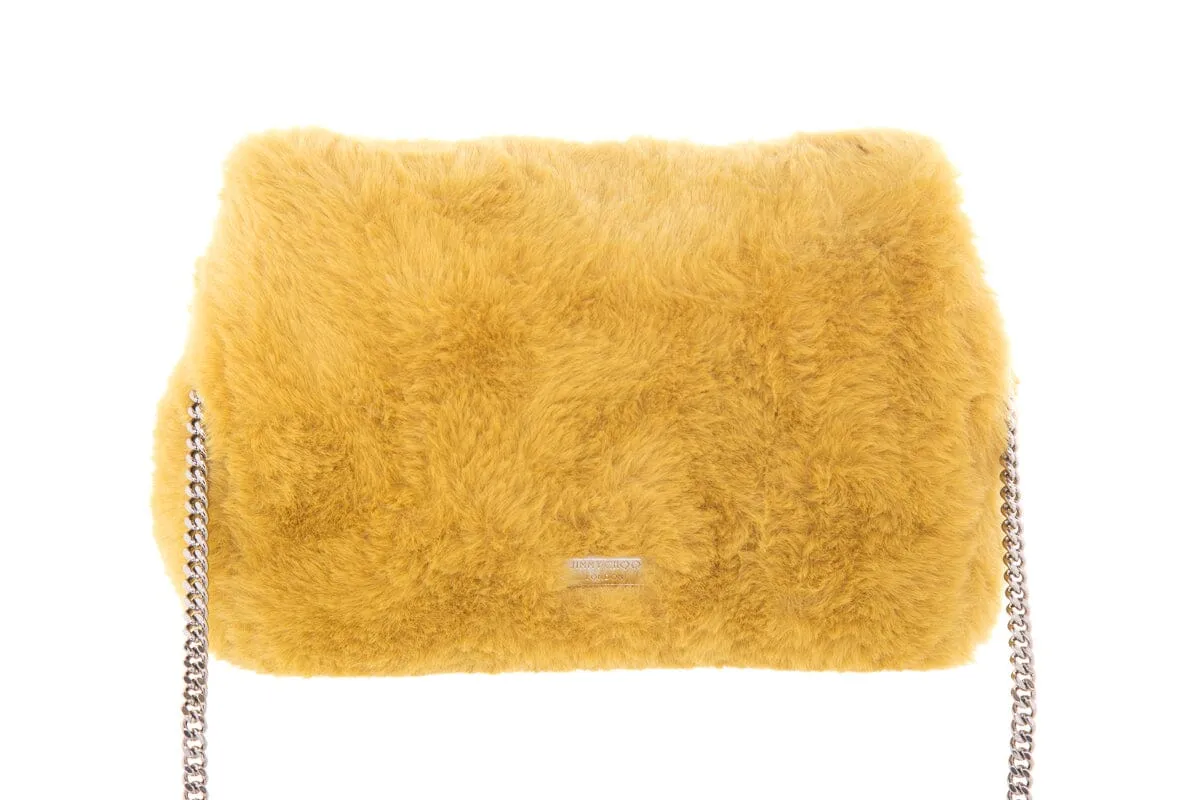Jimmy Choo MADELINE Yellow Faux Fur Cross-Body