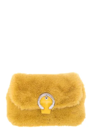 Jimmy Choo MADELINE Yellow Faux Fur Cross-Body