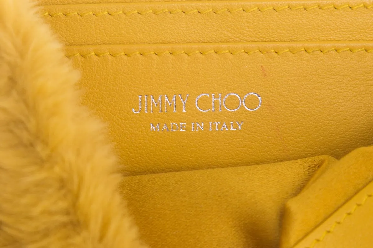 Jimmy Choo MADELINE Yellow Faux Fur Cross-Body