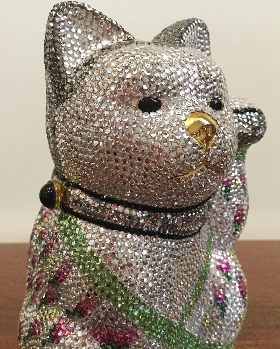 Judith Leiber Minaudiere Maneki Neko Waving Cat Bag Purse in Box