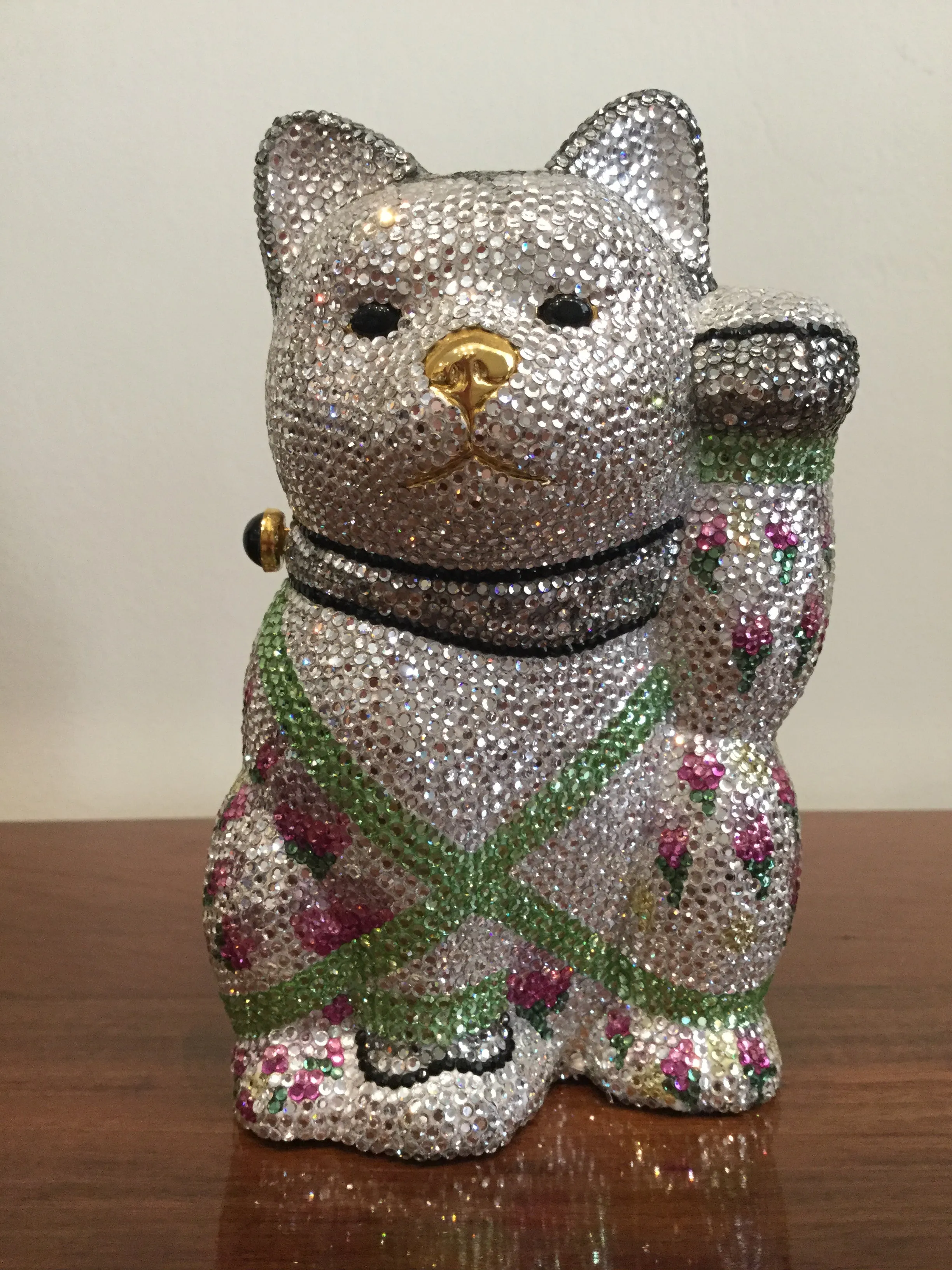 Judith Leiber Minaudiere Maneki Neko Waving Cat Bag Purse in Box
