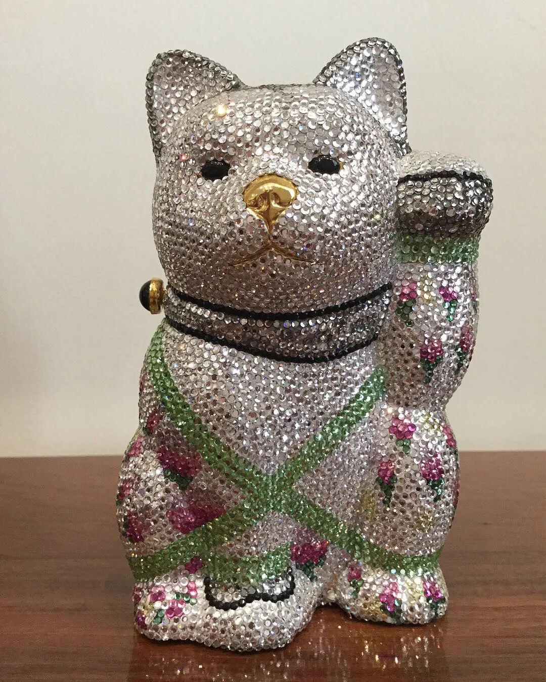Judith Leiber Minaudiere Maneki Neko Waving Cat Bag Purse in Box