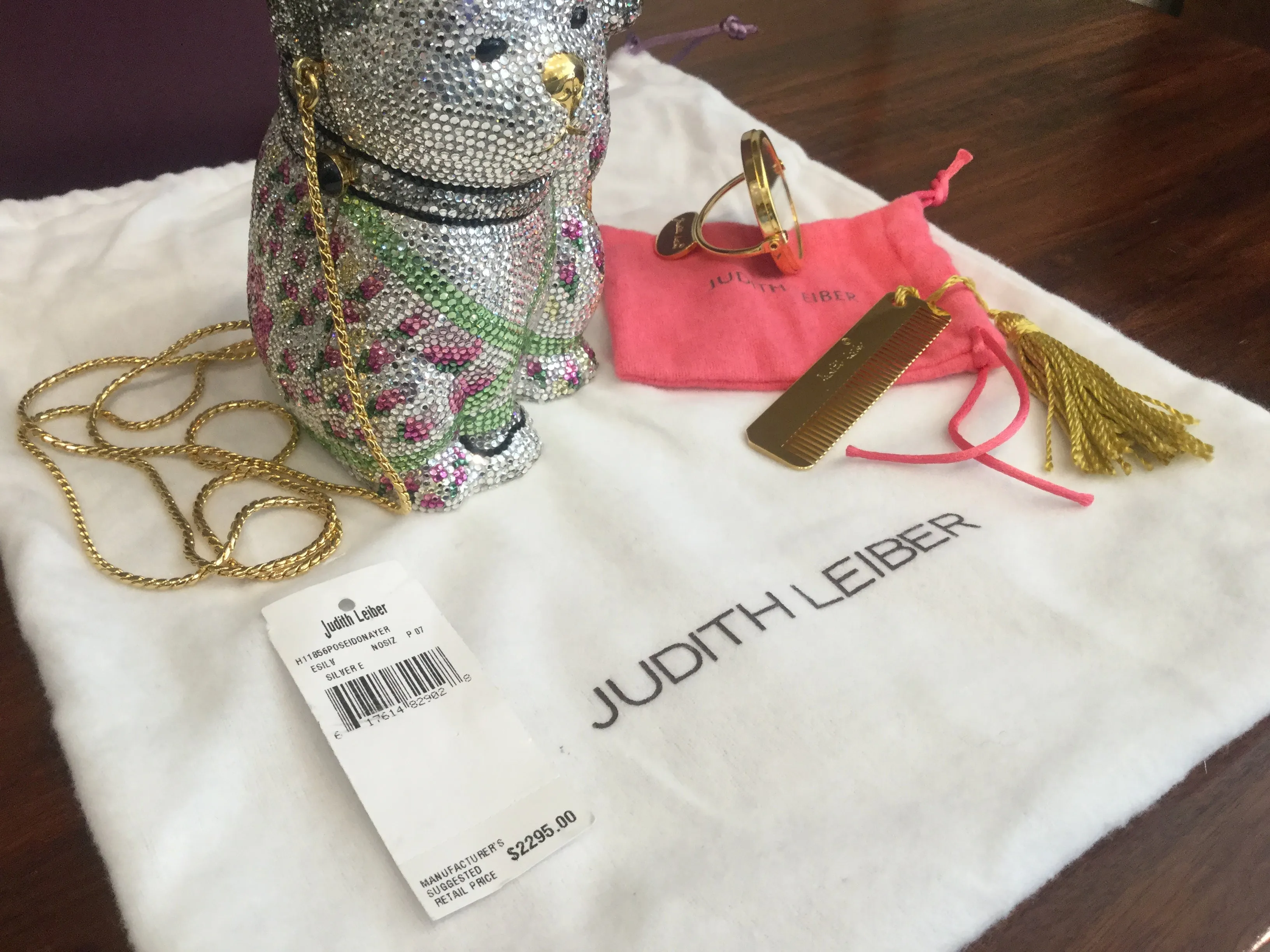 Judith Leiber Minaudiere Maneki Neko Waving Cat Bag Purse in Box