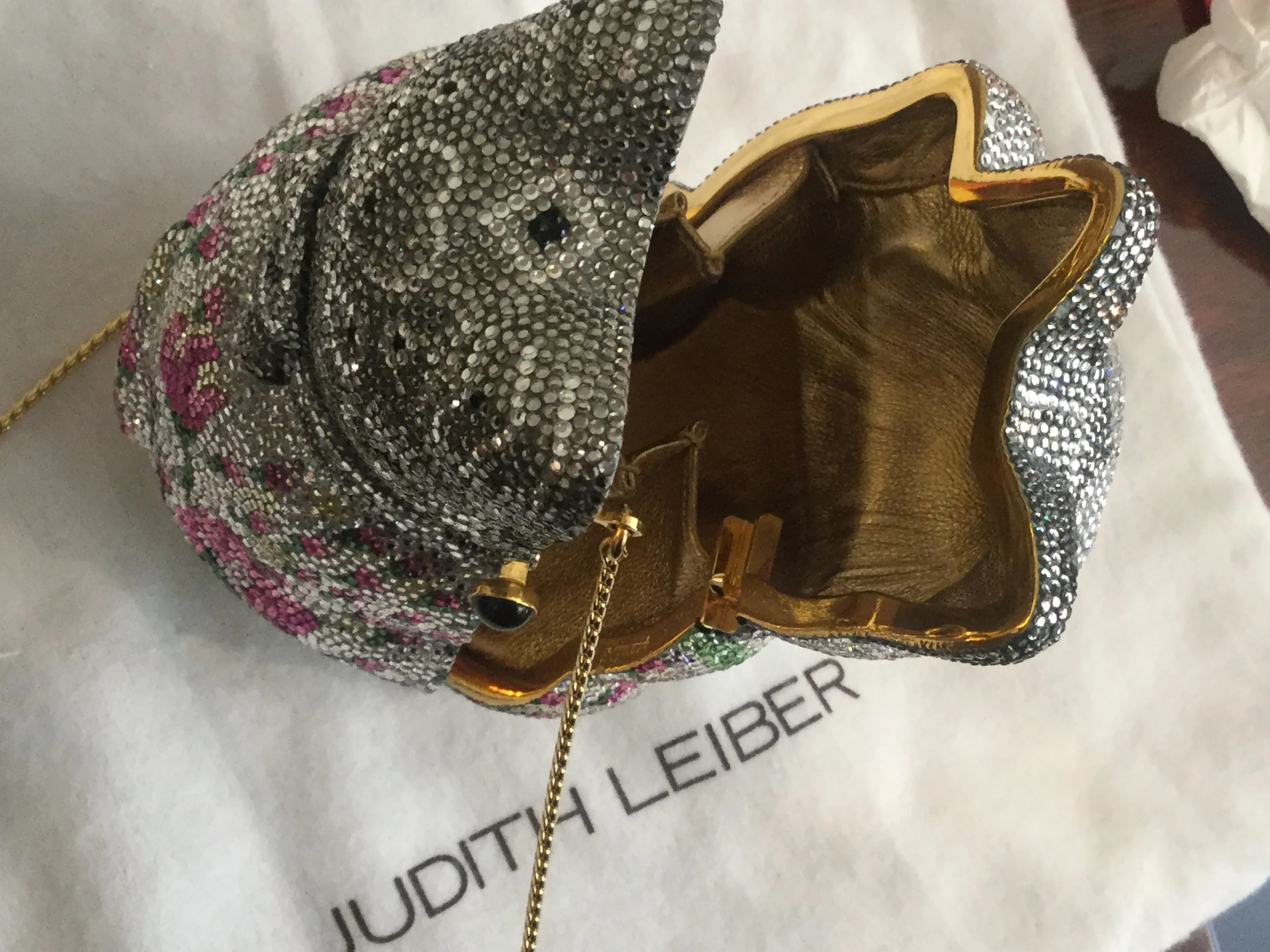 Judith Leiber Minaudiere Maneki Neko Waving Cat Bag Purse in Box