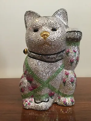 Judith Leiber Minaudiere Maneki Neko Waving Cat Bag Purse in Box