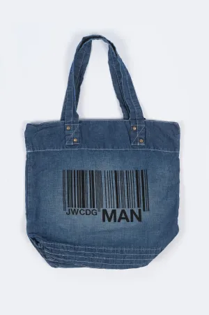 JUNYA WATANABE MAN BARCODE PRINT DENIM TOTE