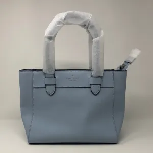 Kate Spade Light Blue Textured Leather Top Handle Bag with Crossbody Strap