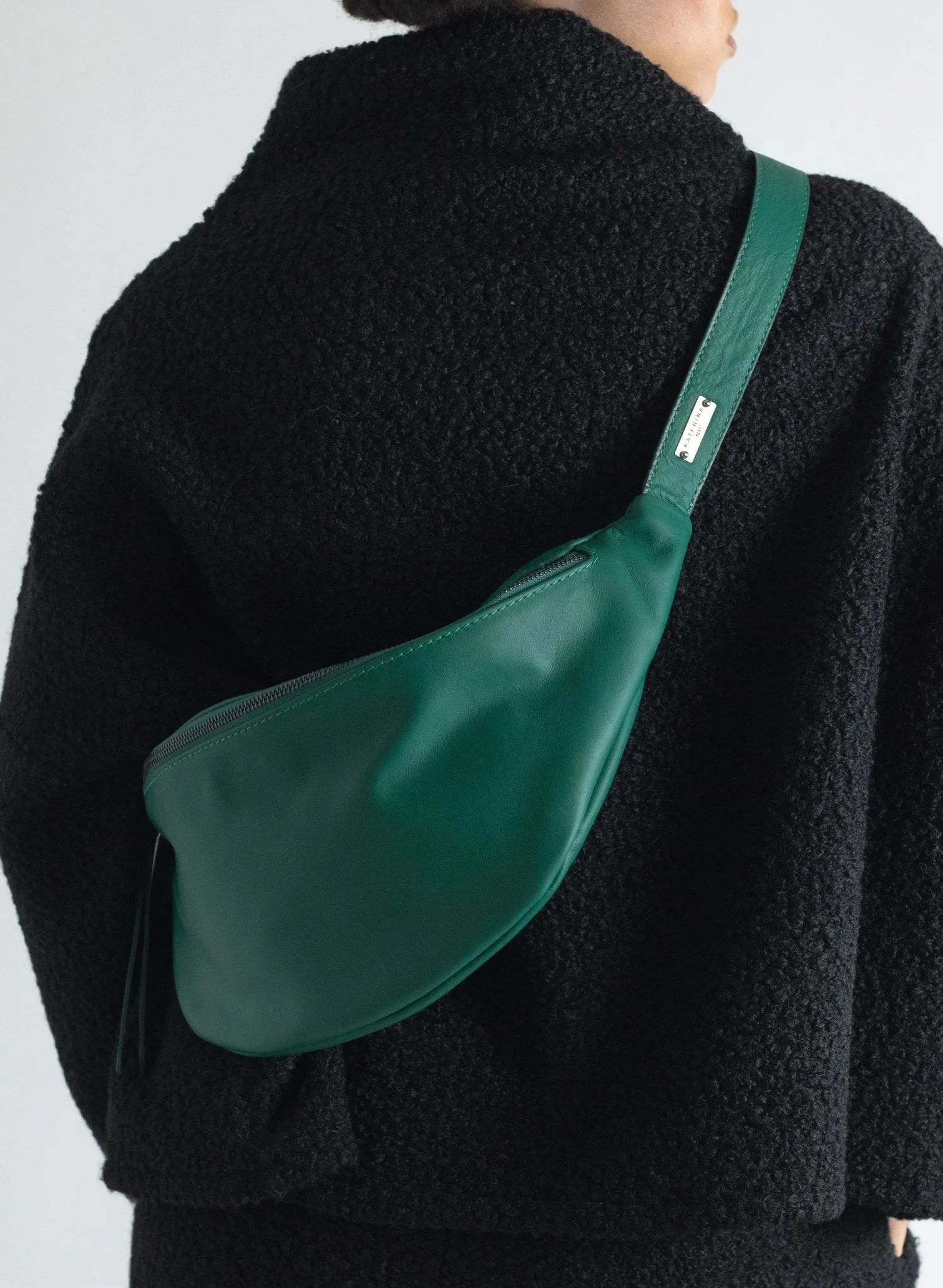 Katerina NYC - Smooth Leather Sling Bag - Emerald