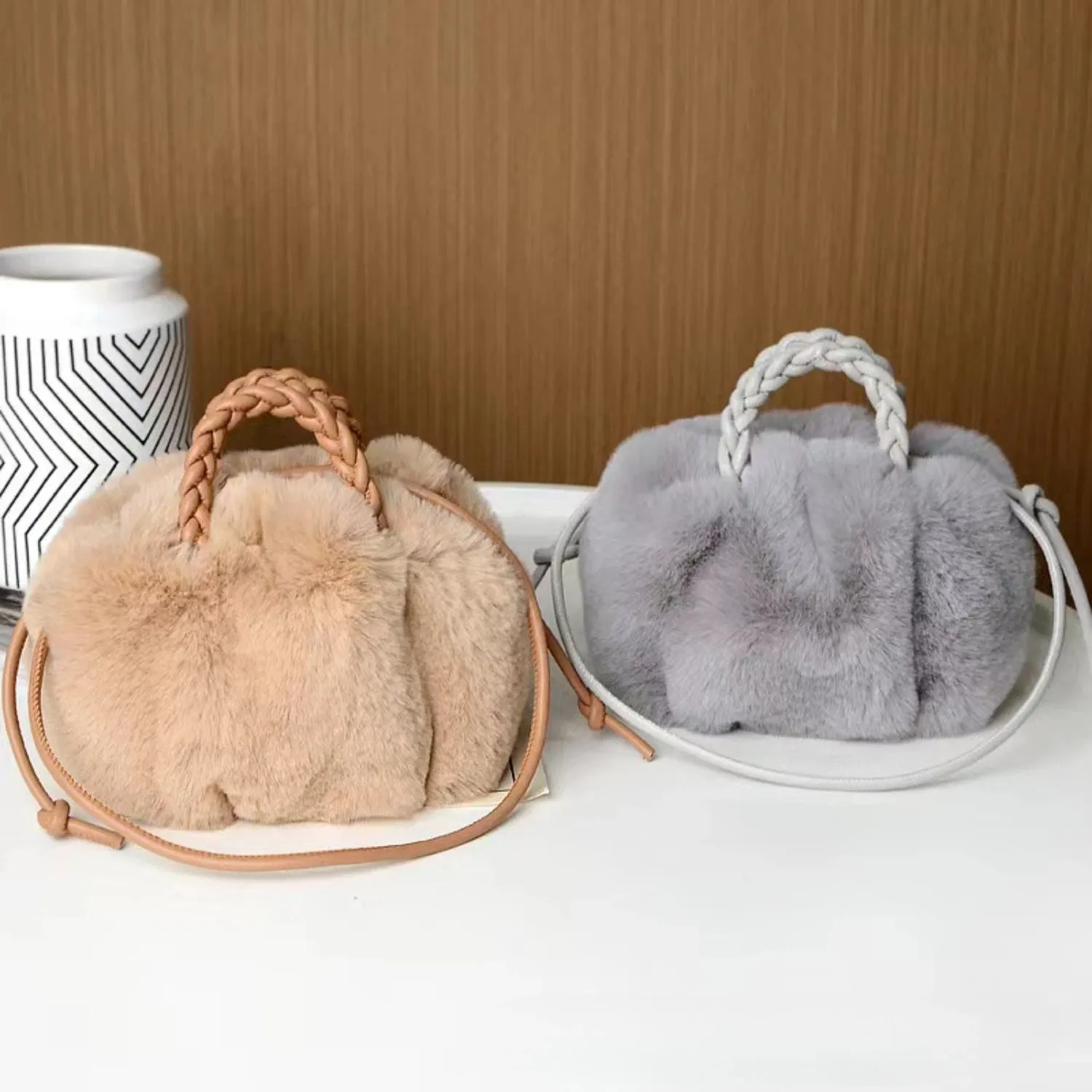Kawaii Plush Pumpkin Crossbody Bag 🎃✨ - Trendy Pleated Cloud Tote for Women 💖🌈