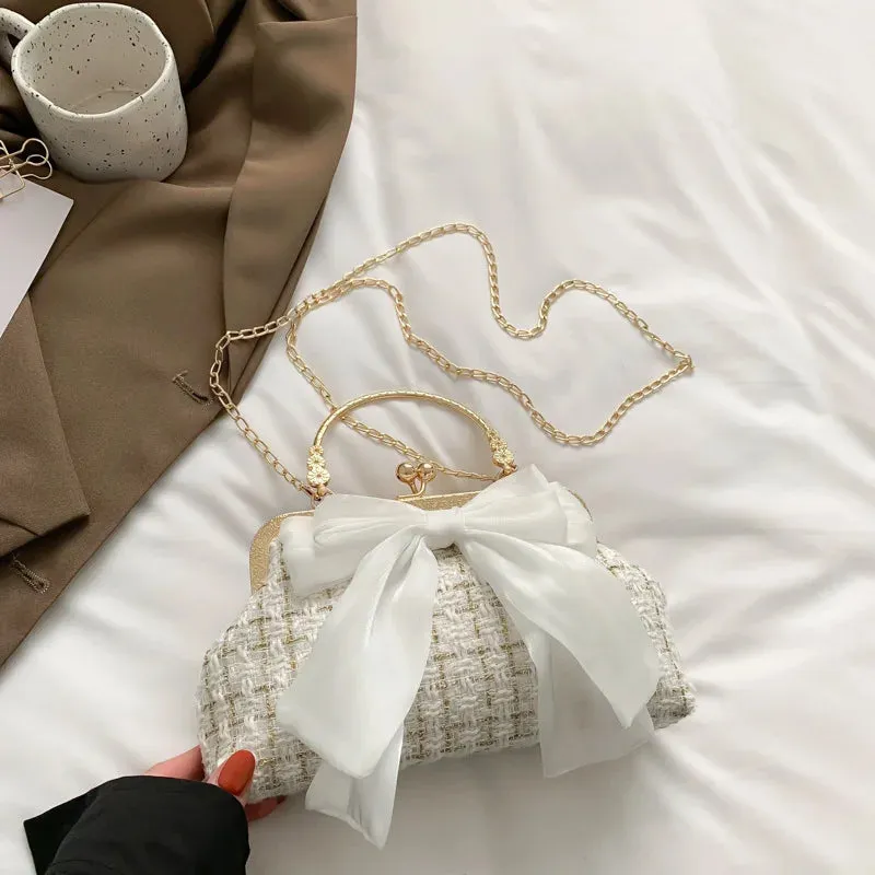 Kawaii Vintage Bow & Chain Tote Bag 🎀 | Adorable Crossbody Purse for Trendy Ladies 💖✨