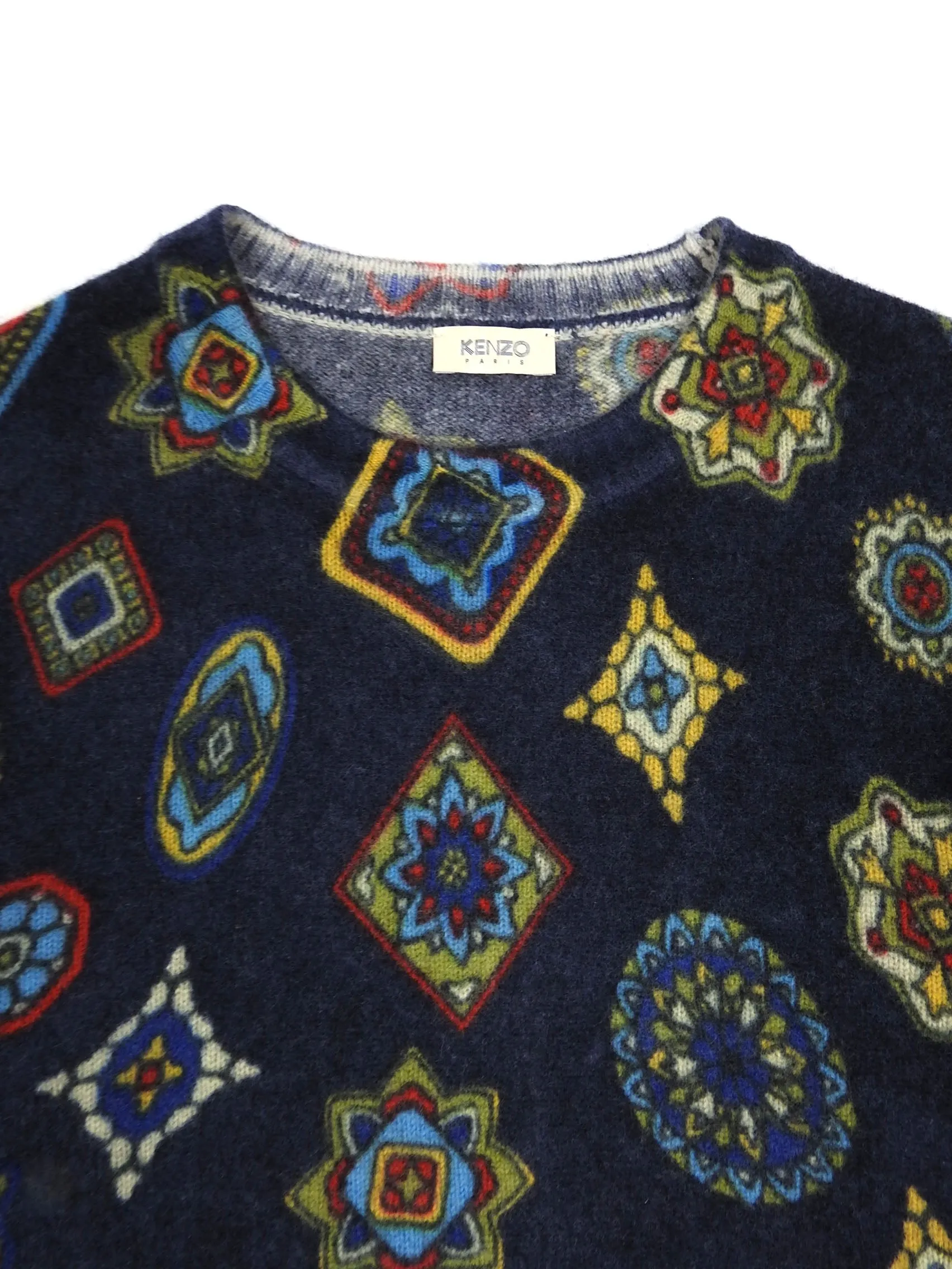 Kenzo Navy Pattern Wool Knit Small