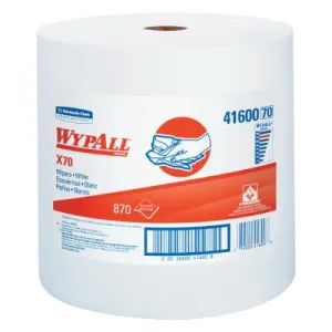 Kimberly-Clark Professional WypAll* X70 Wipes, Jumbo Roll, White, 870 per roll, 41600