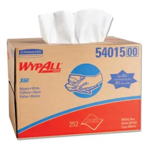 Kimberly-Clark Professional X60 Wiper, BRAG Box, 12-1/2 in x 16-4/5 in, White, 252 sht/bx, 1bx/cs, 54015