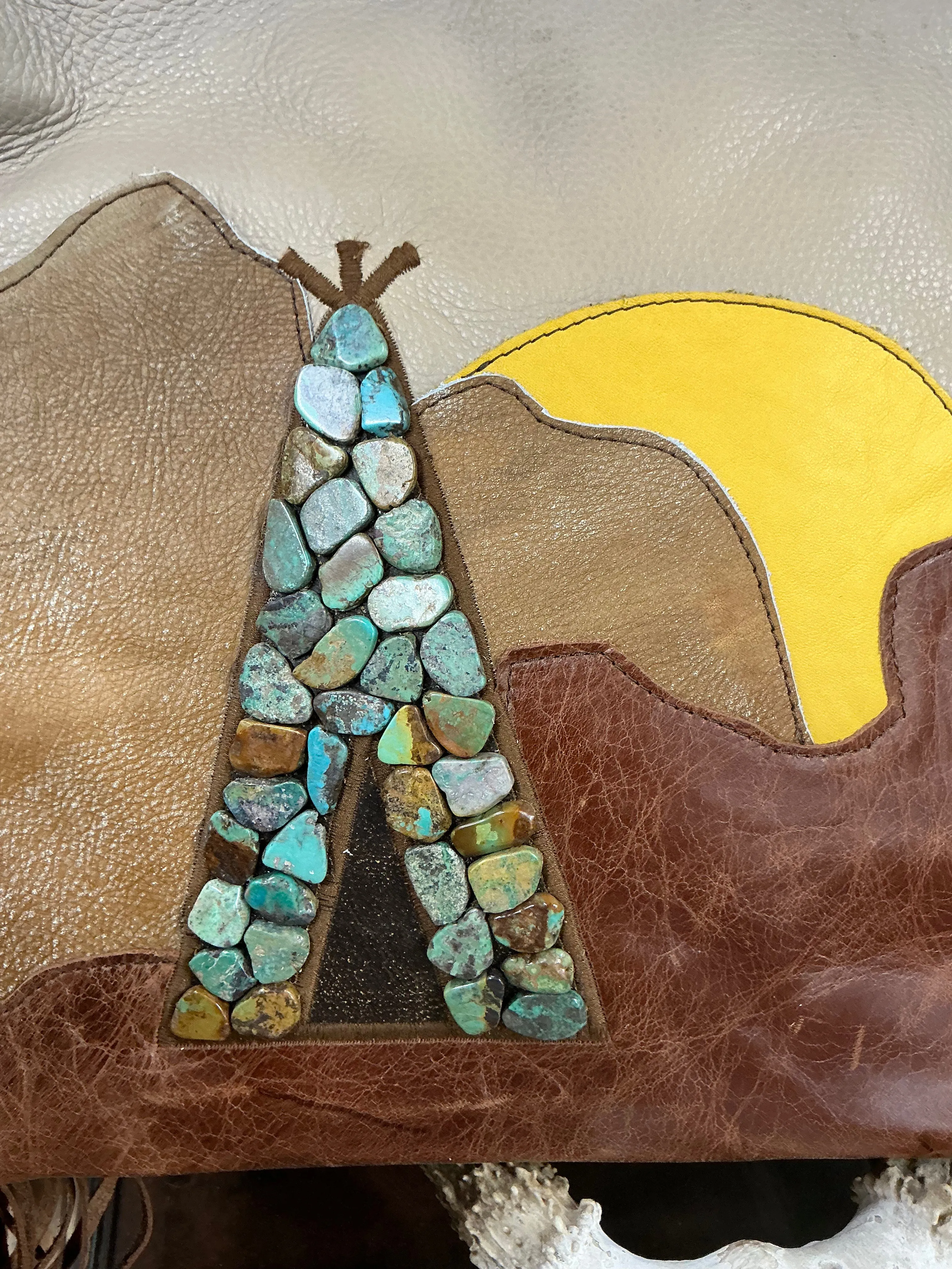 KurtMen Sunrise Leather Tote Authentic Turquoise