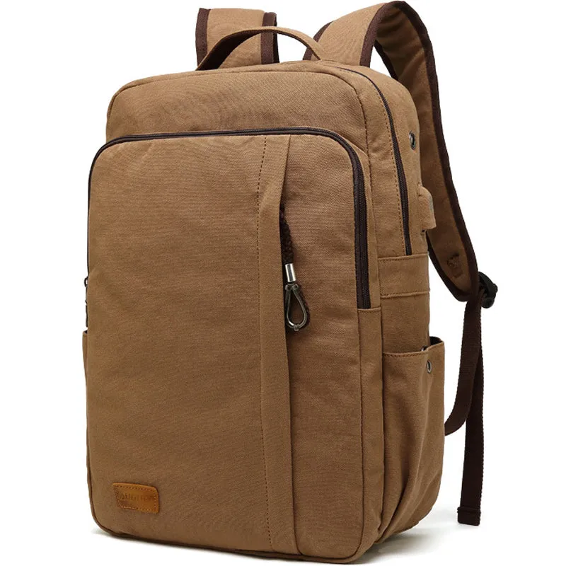 Large Canvas Backpack With Usb Charging