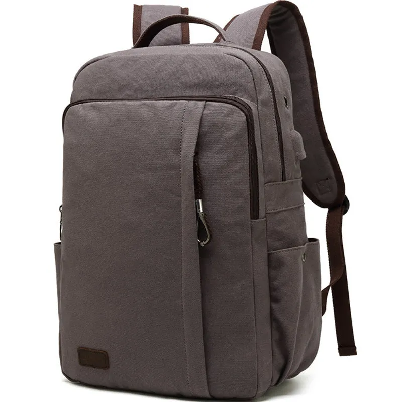 Large Canvas Backpack With Usb Charging