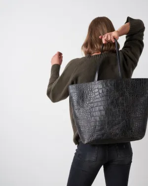 large essential tote - vintage black gator