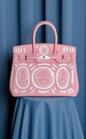 Large Painted Vegan Leather Tote, 12x9x6