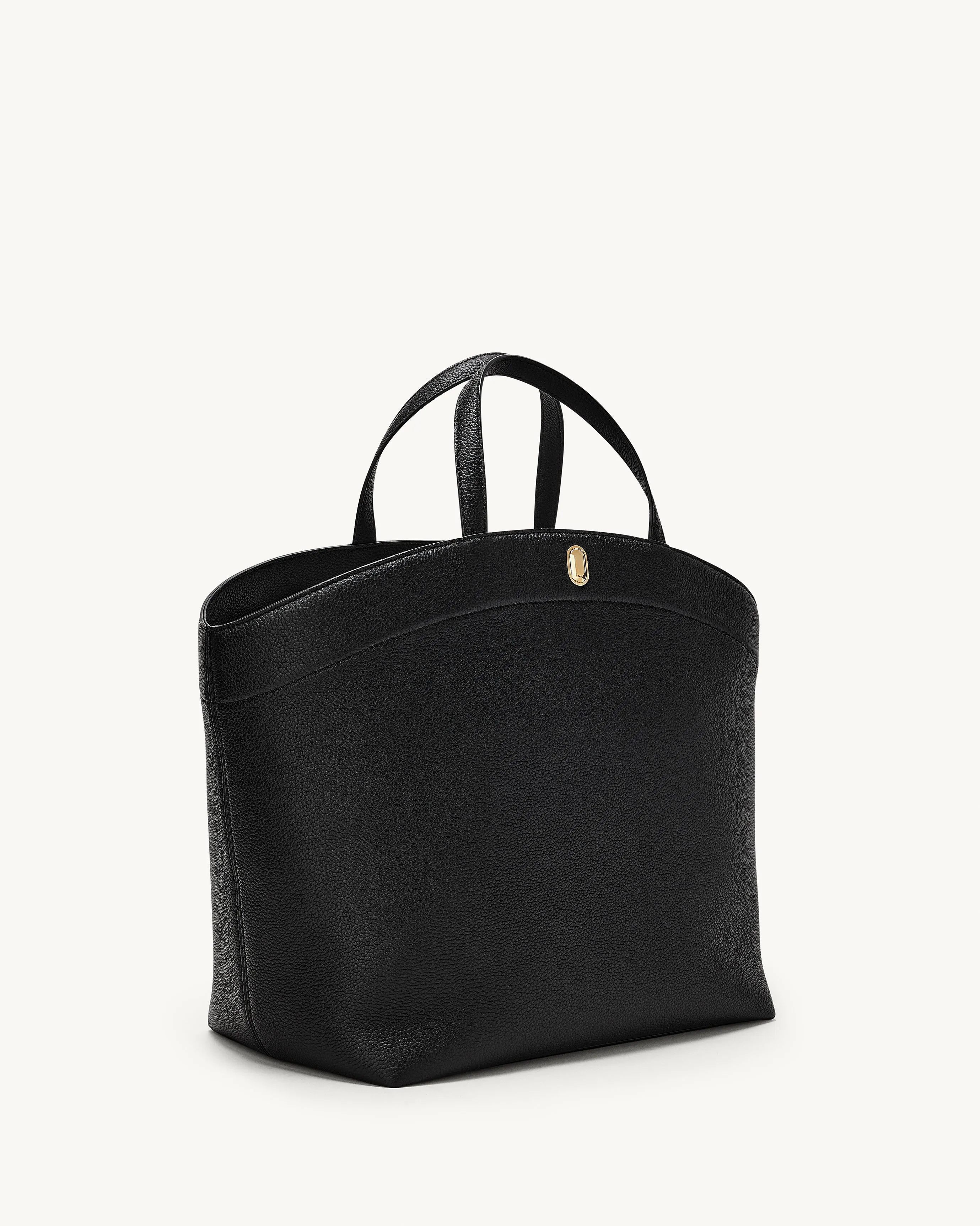 Large Tondo Tote in Black Grained Leather