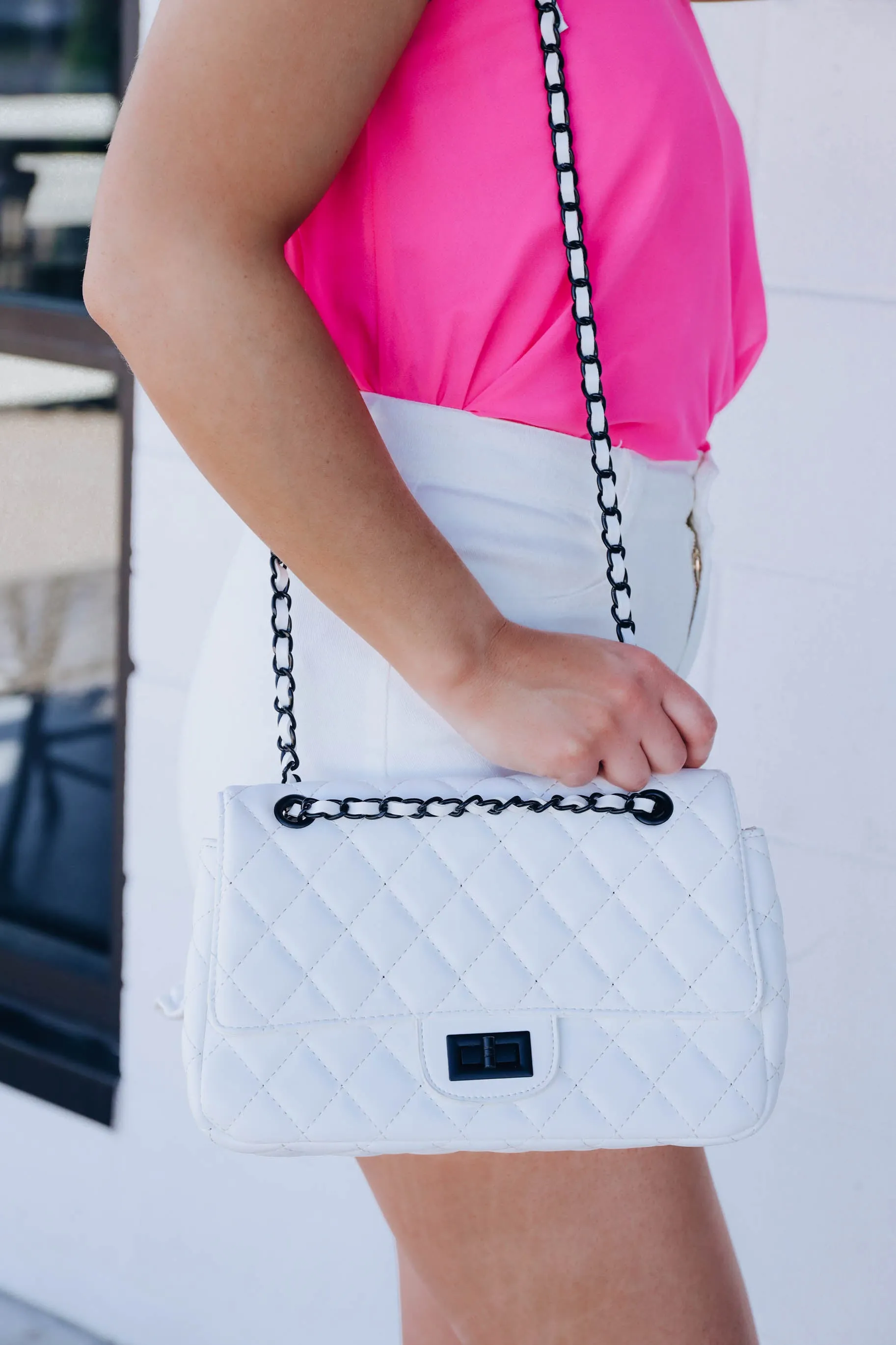 Lavishly Quilted Crossbody Purse - White