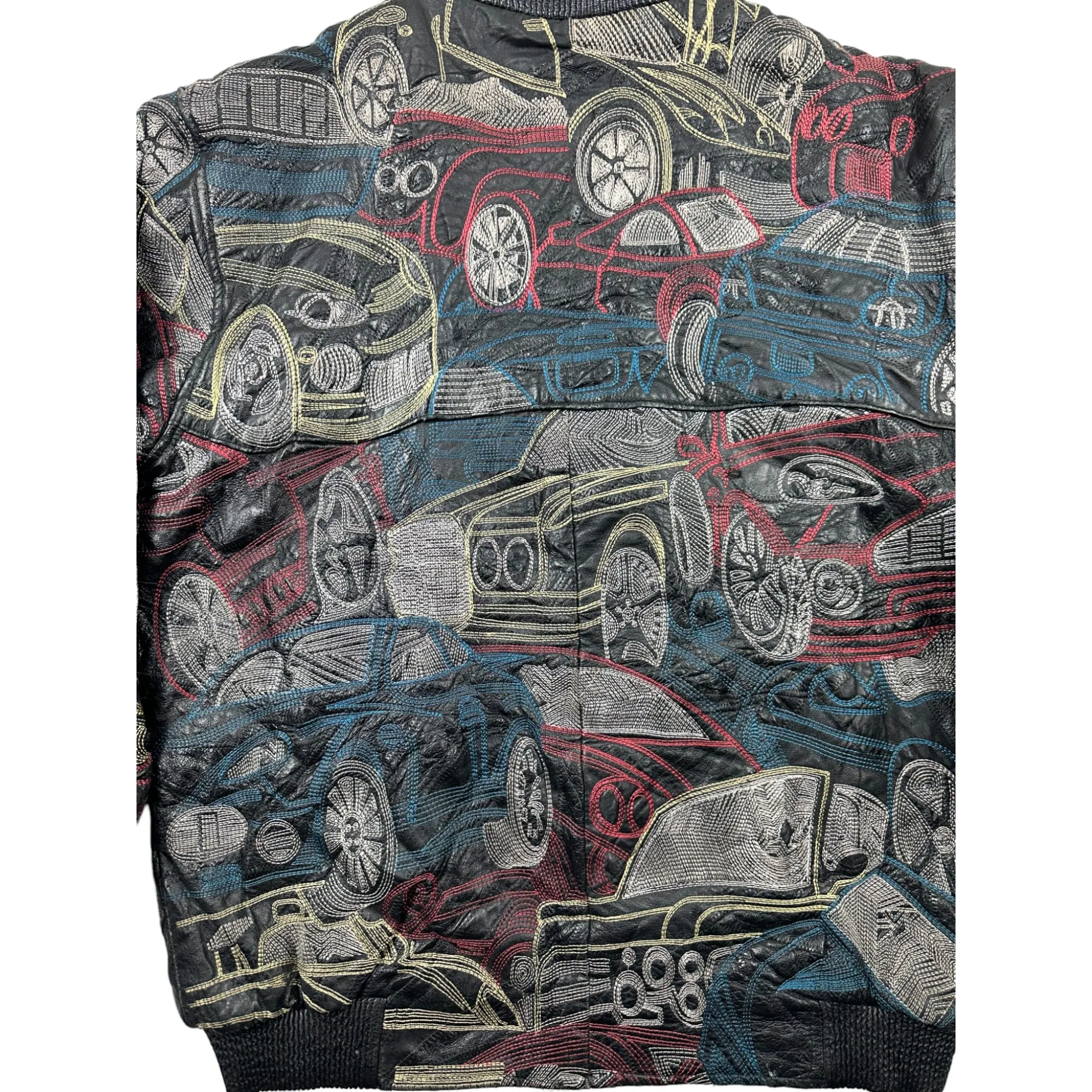 LEATHER CARS "FULL PRINT" JACKET - (L)