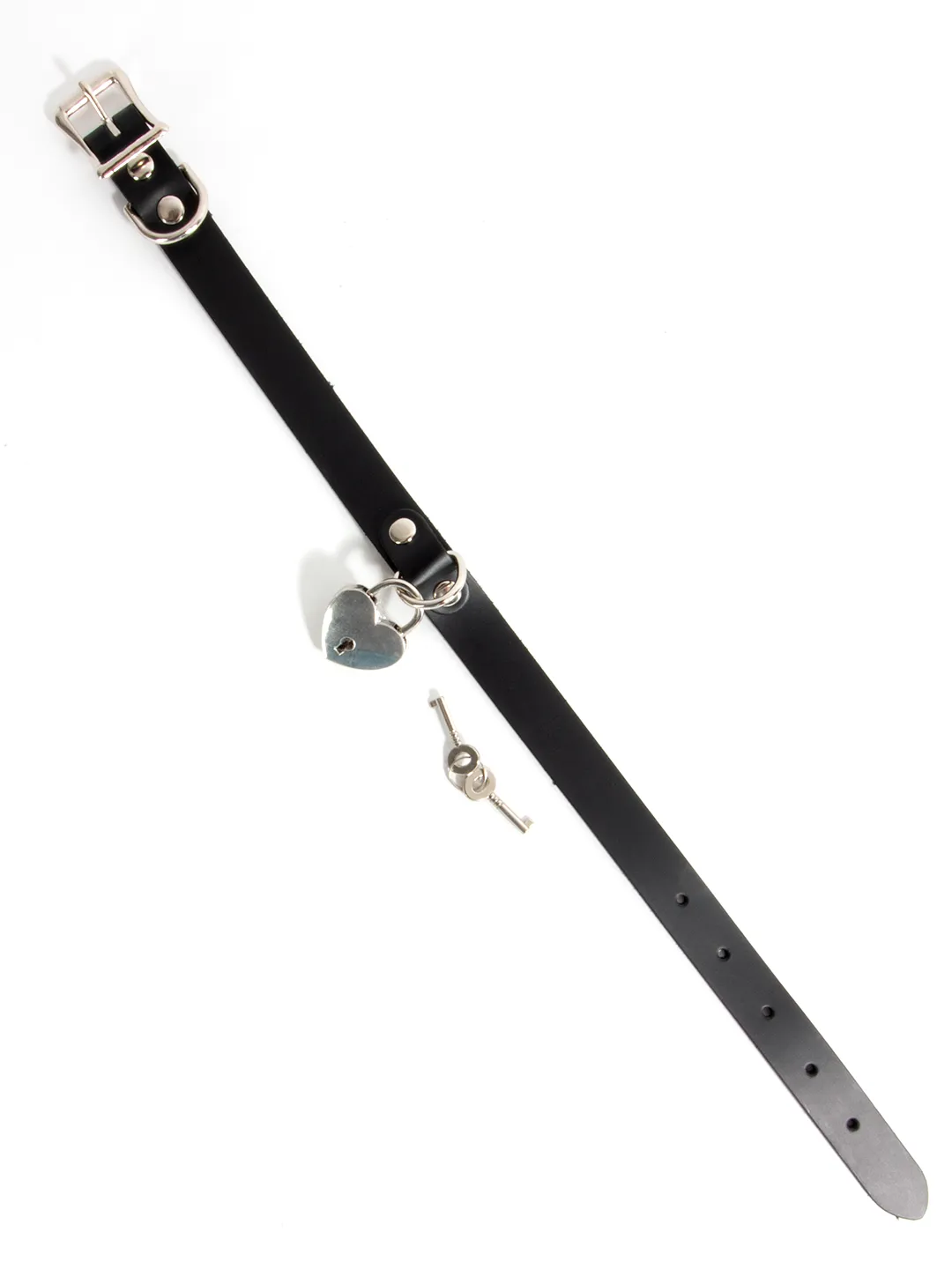 Leather Collar with Heart Padlock