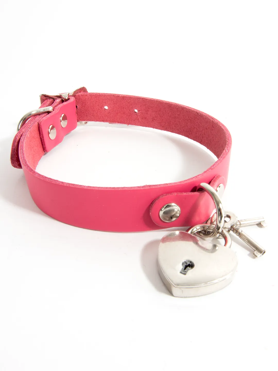 Leather Collar with Heart Padlock