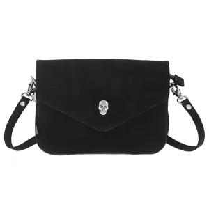Leather Convertible Crossbody Bag with Skull Snap