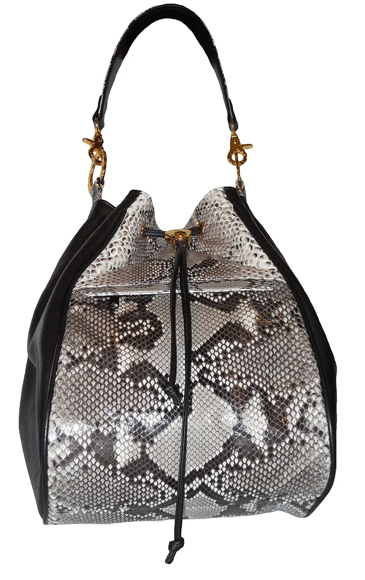 Leather Python Snake Skin & Italian Leather Handbag