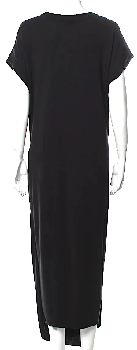Lemaire Paris. Black Crew Neck Long Viscose Dress