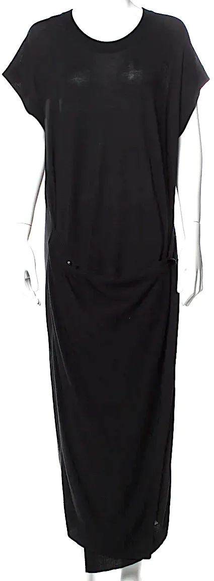 Lemaire Paris. Black Crew Neck Long Viscose Dress