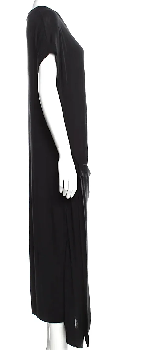 Lemaire Paris. Black Crew Neck Long Viscose Dress