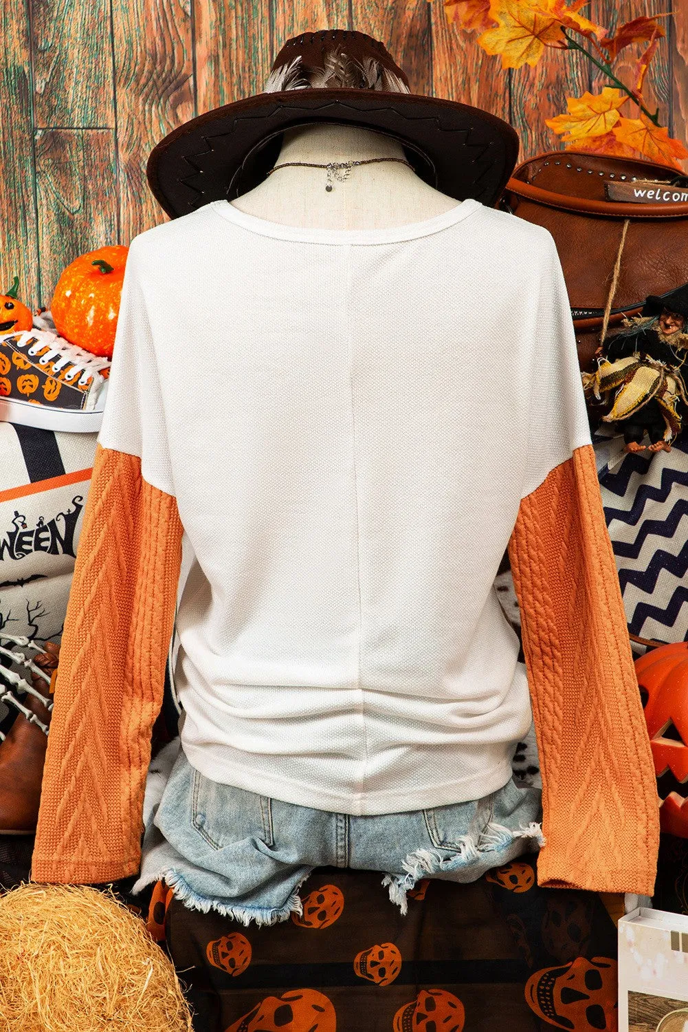 Leo Color block Chest Pocket Textured Knit Top