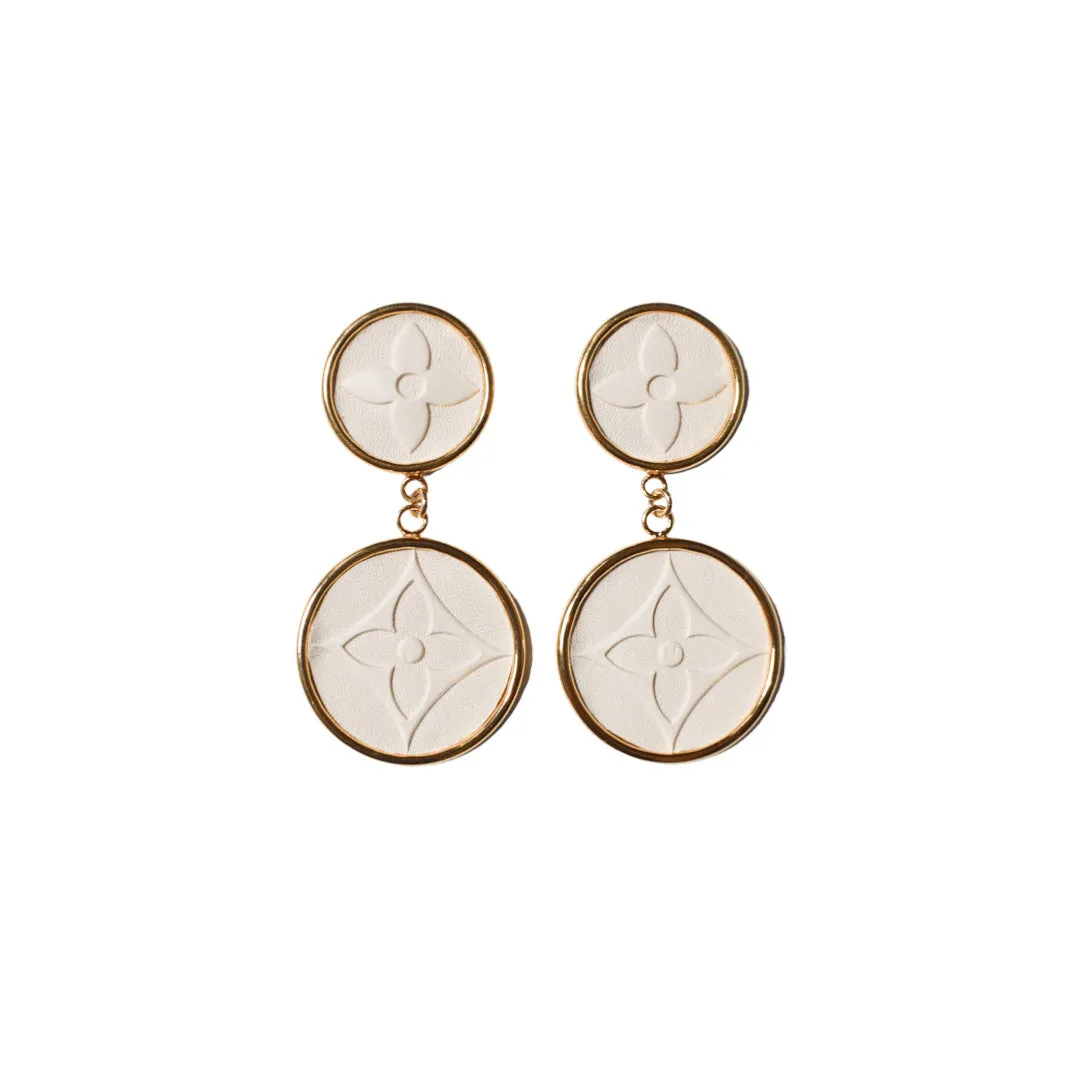 Leone White Embossed Post Drop Earrings (WS)