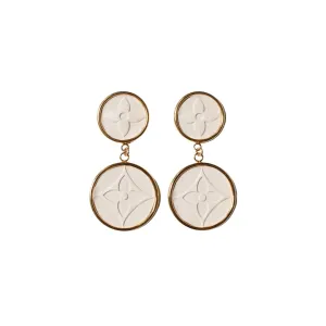 Leone White Embossed Post Drop Earrings (WS)
