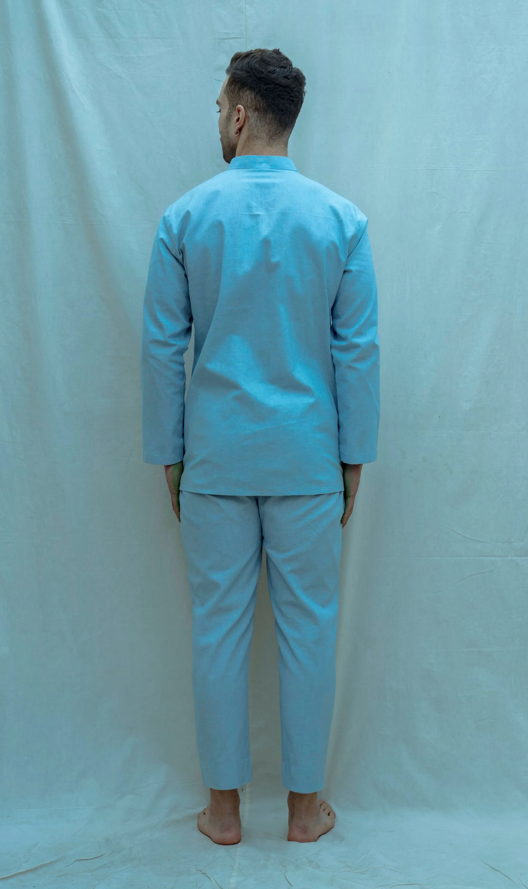 Light Blue Overlapped Pintuck Shirt