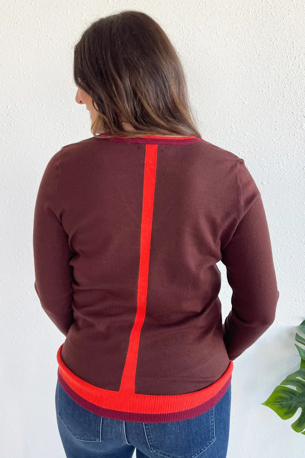 Long Sleeve V-Neck Colorblock Sweater