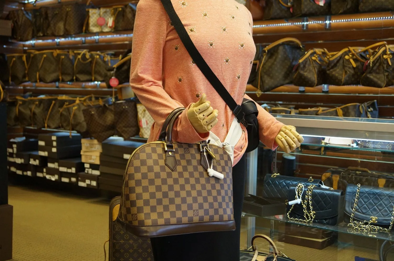 LOUIS VUITTON Damier Ebene Alma Brown Handbag
