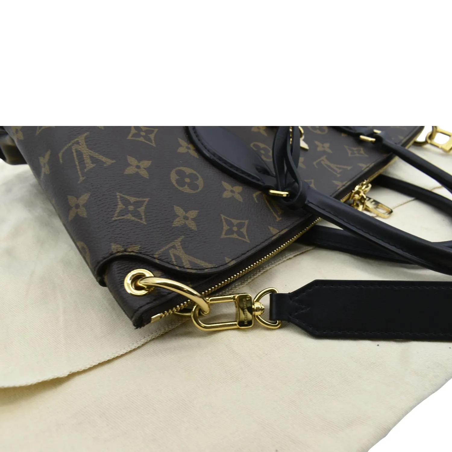LOUIS VUITTON Flower Zipped MM Monogram Canvas Tote Bag Noir
