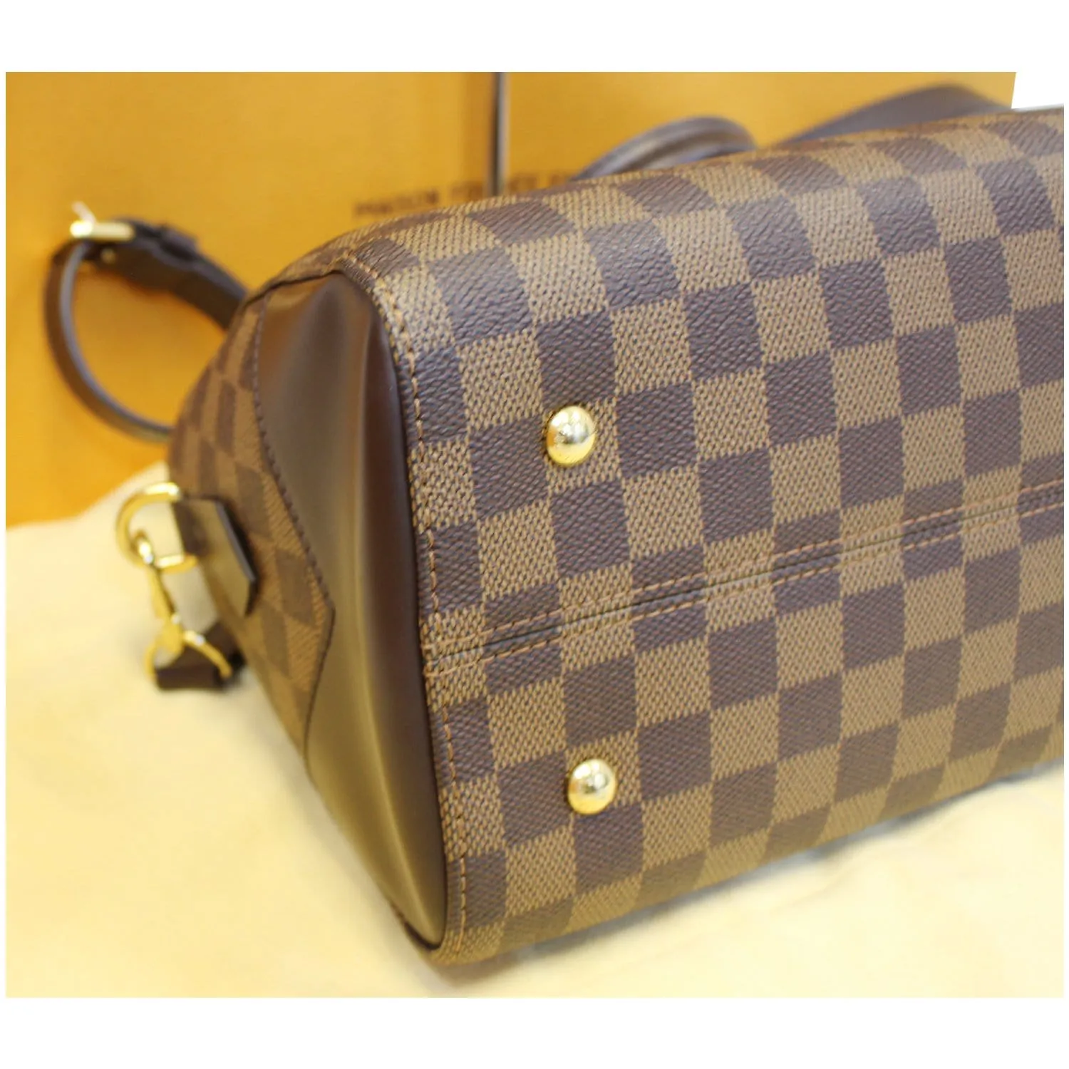 LOUIS VUITTON Kensington Bowling Damier Ebene Shoulder Bag Brown
