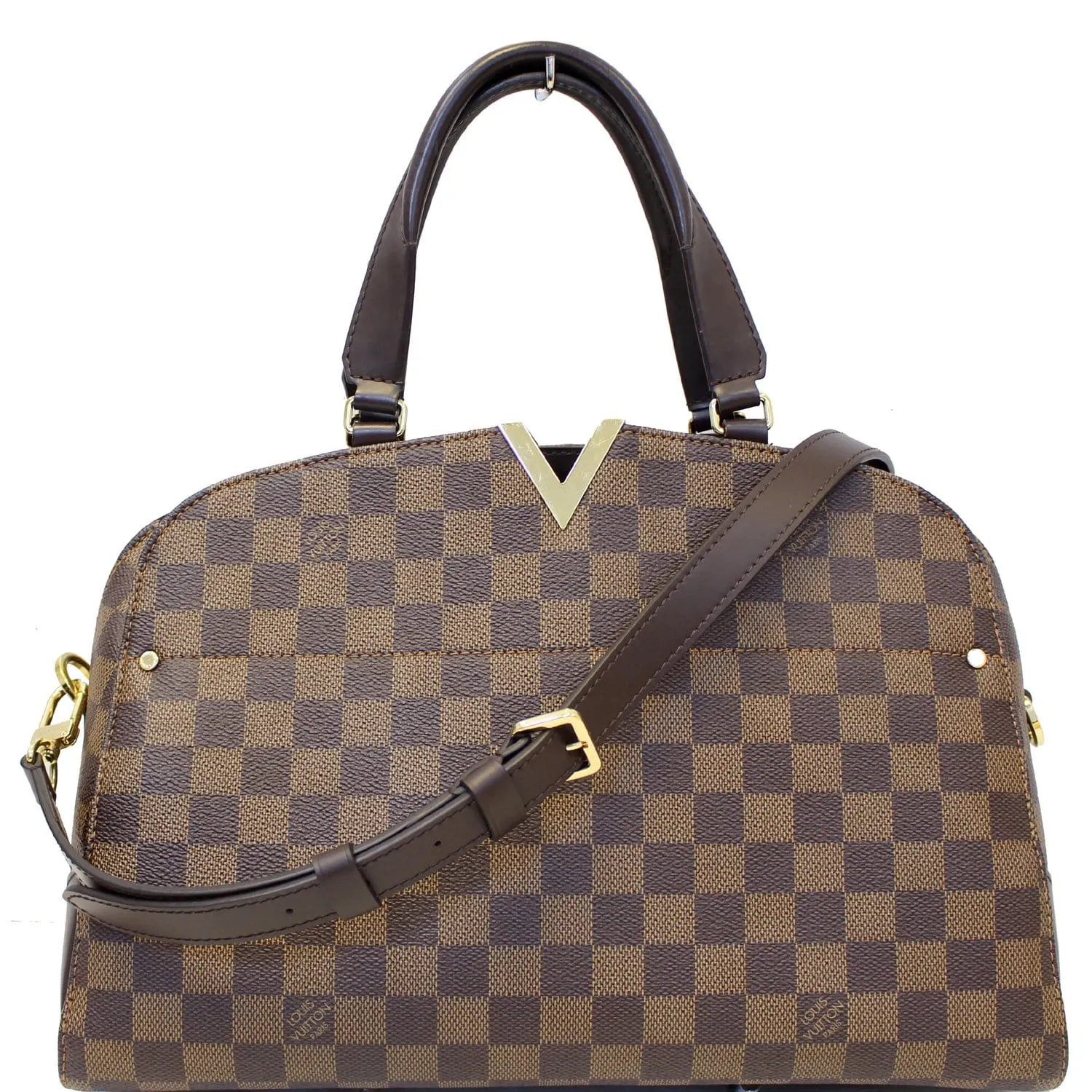 LOUIS VUITTON Kensington Bowling Damier Ebene Shoulder Bag Brown