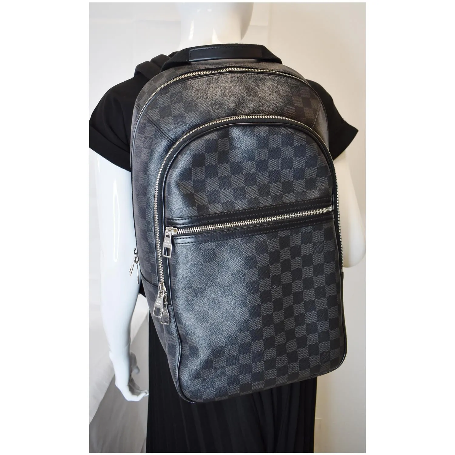 LOUIS VUITTON Michael Damier Graphite Backpack Bag Black