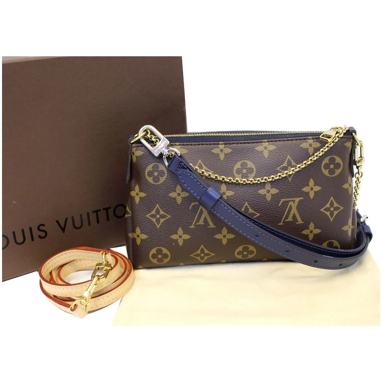 LOUIS VUITTON Pallas Monogram Canvas Clutch Crossbody Bag