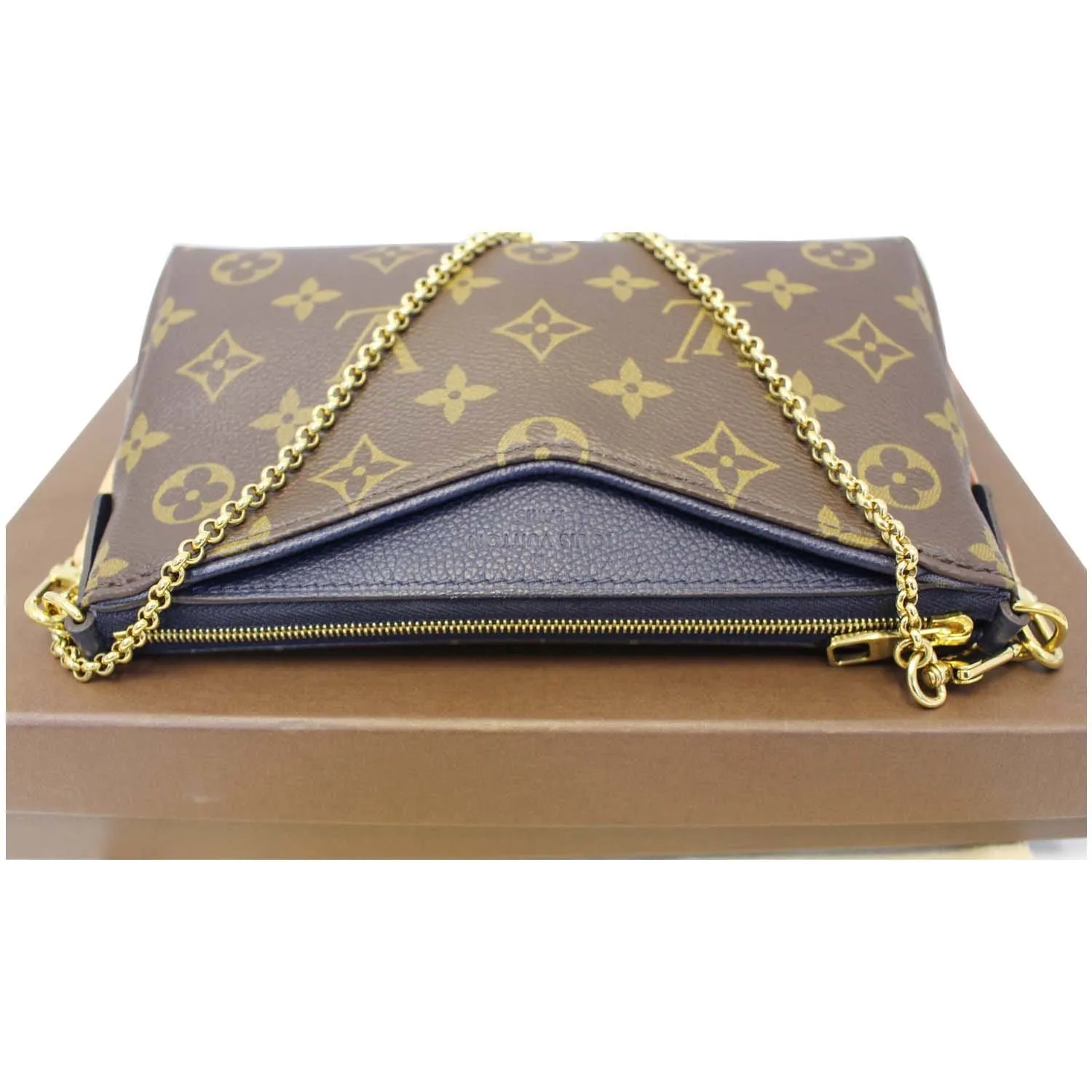 LOUIS VUITTON Pallas Monogram Canvas Clutch Crossbody Bag