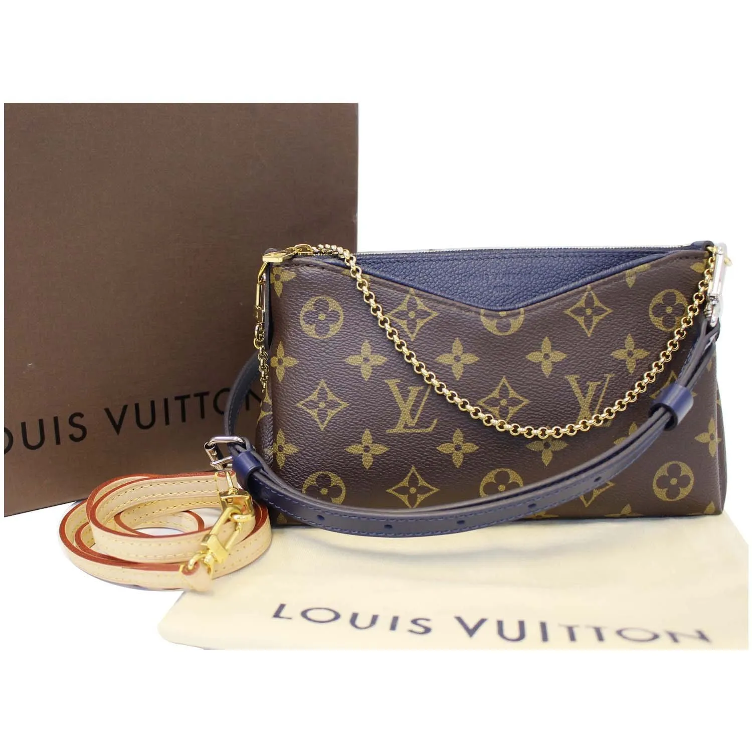 LOUIS VUITTON Pallas Monogram Canvas Clutch Crossbody Bag