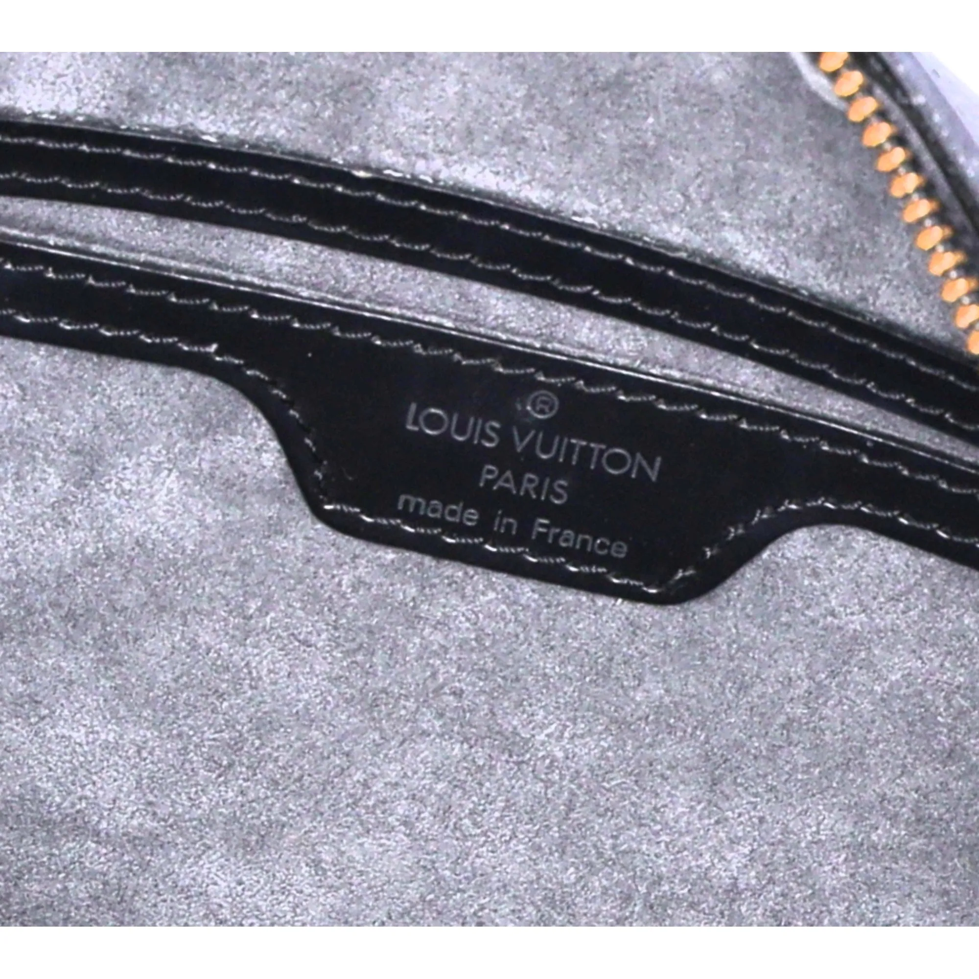 Louis Vuitton Soufflot Epi Handbag M52222 Black Leather LV logo Engraved