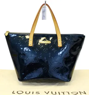 LOUIS VUITTON Used Tote Bag Blue Nuit Monogram Vernis Bellevue PM