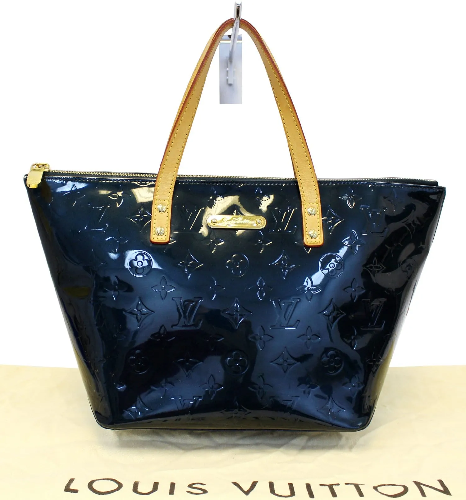 LOUIS VUITTON Used Tote Bag Blue Nuit Monogram Vernis Bellevue PM