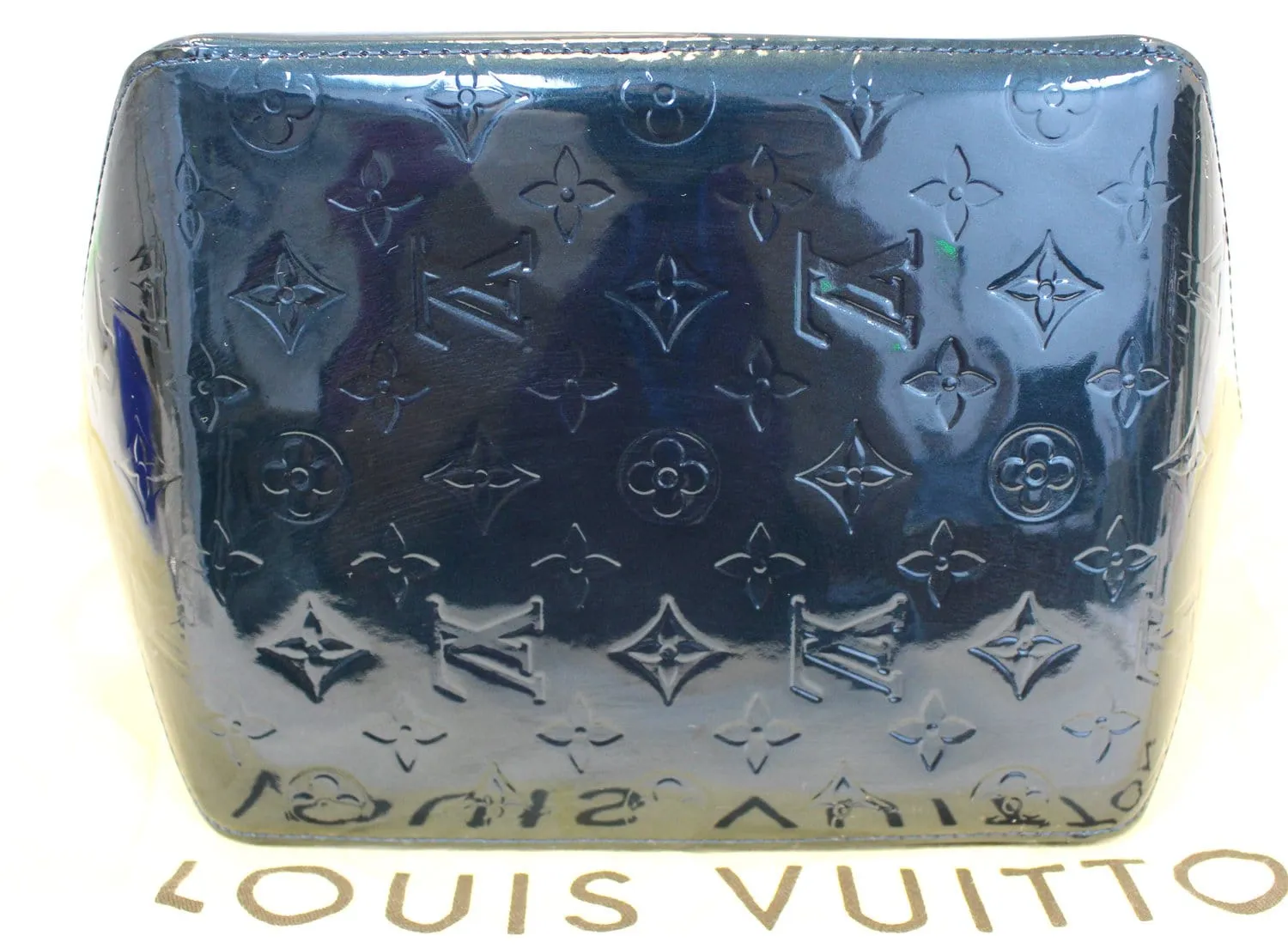 LOUIS VUITTON Used Tote Bag Blue Nuit Monogram Vernis Bellevue PM