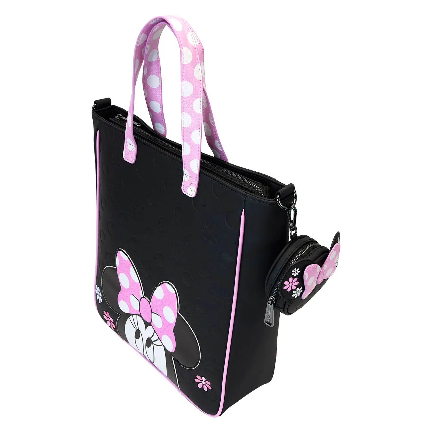 Loungefly Disney Minnie Floral Rock The Dots Tote With Coin Purse